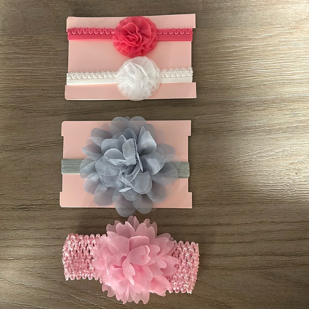 Pink Floral Baby Headbands